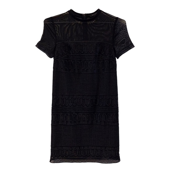 ALL SAINTS CHARLTON  MESH MINI DRESS IN BLACK - Picture 4 of 16